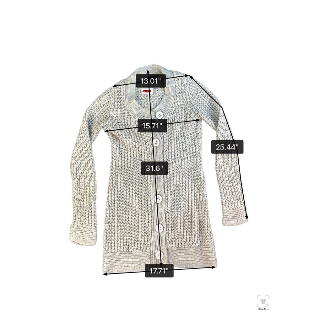 Mossimo Womens XS Light Gray Waffle Knit Longline Button Front Cardigan Sweater - Picture 4 of 4